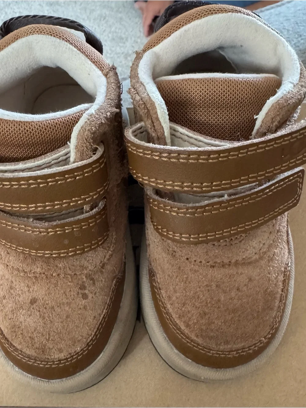 UGG Kids Tan Suede Velcro Boots